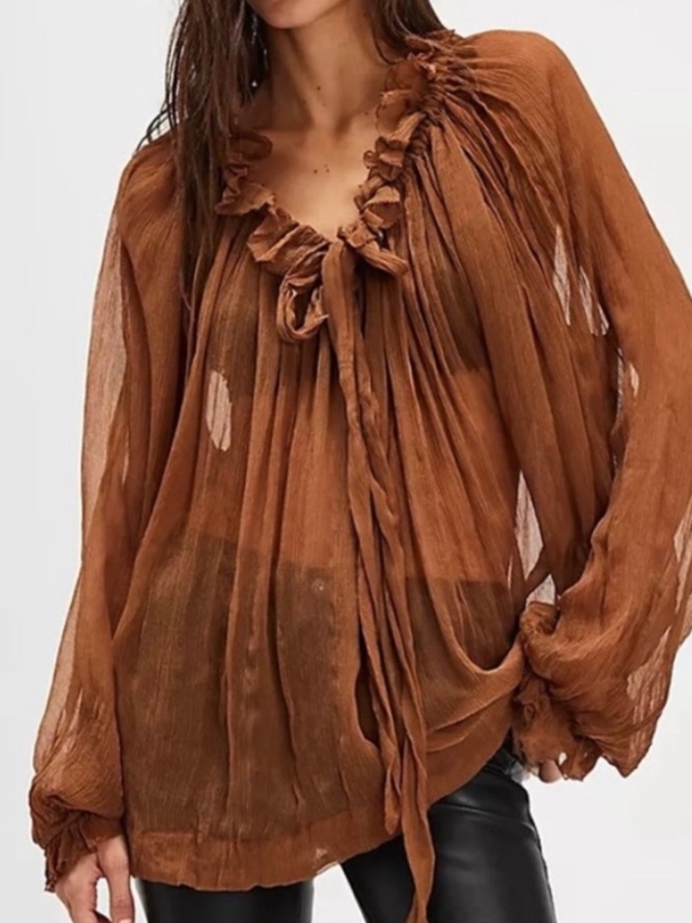 🐶FREE PEOPLE🐶CREPE FLOWY BLOUSE🐶